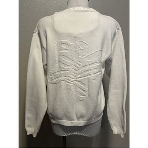 Lilly Pulitzer Vintage White Label Sweater Gold Scalloped‎ Butterfly M Hong Kong